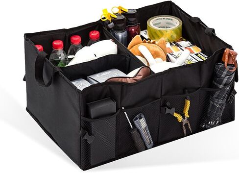 Car Trunk Backseat Organizer, Waterproof Oxford Cloth Trunk Storage Organizer, Collapsible Multi Compartment Trunk Organizer Fit for Most Vehicles, Car Accessories (1 PCS) in Saudi Arabia