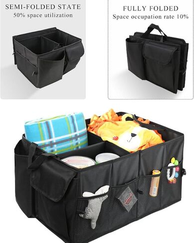 Car Trunk Backseat Organizer, Waterproof Oxford Cloth Trunk Storage Organizer, Collapsible Multi Compartment Trunk Organizer Fit for Most Vehicles, Car Accessories (1 PCS) in Saudi Arabia