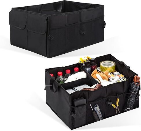 Car Trunk Backseat Organizer, Waterproof Oxford Cloth Trunk Storage Organizer, Collapsible Multi Compartment Trunk Organizer Fit for Most Vehicles, Car Accessories (1 PCS) in Saudi Arabia