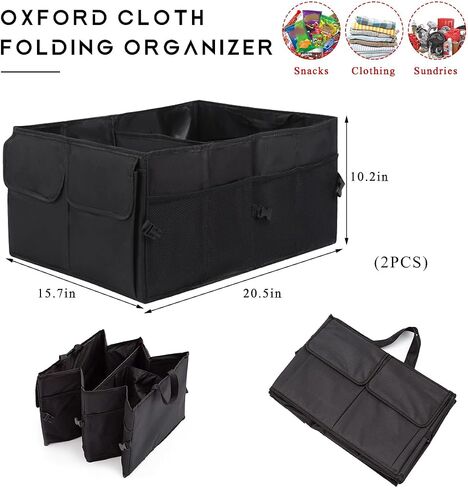 Car Trunk Backseat Organizer, Waterproof Oxford Cloth Trunk Storage Organizer, Collapsible Multi Compartment Trunk Organizer Fit for Most Vehicles, Car Accessories (1 PCS) in Saudi Arabia