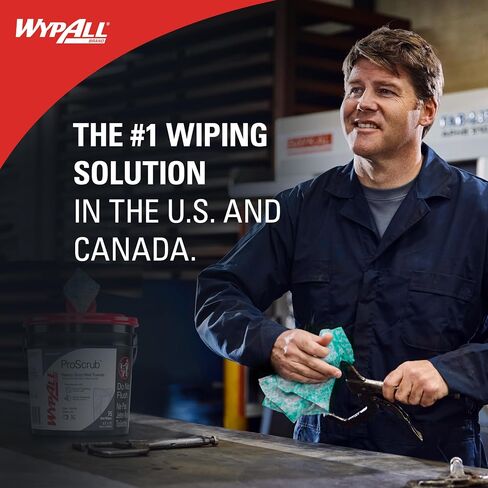 WypAll® PowerClean™ ProScrub™ Heavy Duty Wet Towels (91371), Dual Action Cleaning, Large 9.5" x 12" Wipes, Bucket Included (75 Sheets/Container) in Saudi Arabia