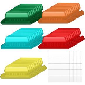 Giantree 50 Pcs Hanging File Folder Tabs with 50 Pcs Inserts, 2" Colorful Plastic File Tabs for Hanging Folders