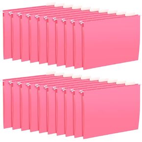 36 Pcs 12.8 x 9.3 Inch Hanging File Folders Reinforced Hanging Folders Letter Size File Organizer with Labels Expanding File Folders for Office File Storage(Pink)