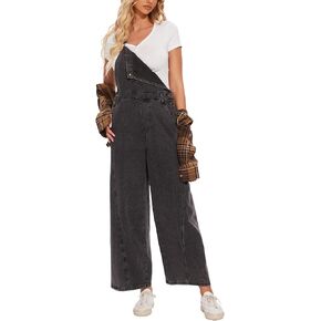 MISS MOLY Jean Overalls for Women Denim Jumpsuits Casual Loose Baggy Straight Leg Bib Overalls Adjustable Straps with Pockets