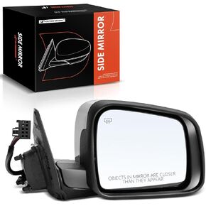 A-Premium Passenger Side Power Door Mirror - Compatible with Dodge Durango 2014-2022 - Heated Manual Folding Chrome Outside Rear View Mirror