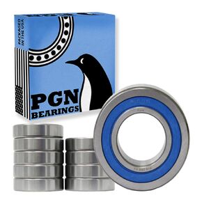 PGN (10 Pack) R16-2RS Bearing - Lubricated Chrome Steel Sealed Ball Bearing - 1"x2"x1/2" Bearings with Rubber Seal & High RPM Support