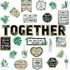 32 Pcs Eucalyptus Together Bulletin Board Set Together Positive Sayings Accents Plant Wall Decoration Motivational Gallery Signs Together Cutouts for Back to School Classroom Decoration in Kuwait