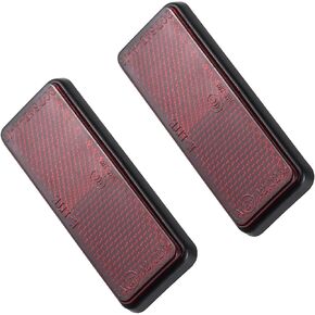2 Pcs M5x0.8 Red Rectangle Universal Screw Mount Reflective Warning Reflector Aftermarket Replacement Parts Compatible for Motorcycle Pit Bike ATV GY6 Scooter 56mm Length.