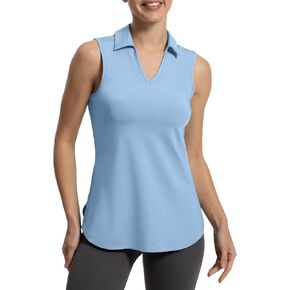 Women's Golf Shirts Sleeveless V-Neck Tennis Tank WorkoutTops Quick Dry Collared UPF 50+ Athletic Polo Womens