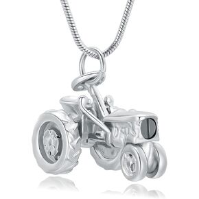 Tractors Urn Necklaces for Ashes Motorcycle Cremation Jewelry Stainless Steel Memorial Necklace Keepsake Jewelry for Human Pet Ashes Pendant with Filling Tool