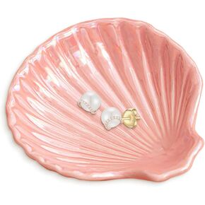 Ceramic Jewelry Tray Seashell Bowl，Cute Jewelry Plate Trinket Dish,Small jewelry ring holder plate，Can hold rings, earrings, necklaces, keys