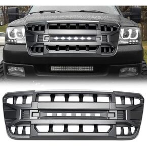 Front Grill Replacement for F150 2004-2008, Matte Black Front Bumper Grille w/Off-Road Lights