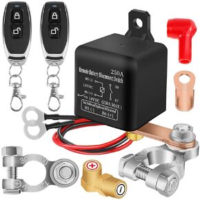 Battery Disconnect Switch 12V 500A Kill Switch Remote Battery Disconnect Switch Anti-Theft for Car Vehicle RV Truck Battery Power Cut Off Switch with 2 Remote Controls (500A)