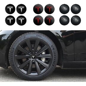 Center Caps for Tesla Model 3 Model Y Hubcaps Rims Protector Hub Cap Replacement Fits Tesla Accessories (4, Black)