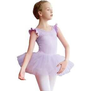 Girls Ballet Leotards Short Sleeve Tutu Dance Clothes Dress Skirted Ballerina Outfits(Toddler/Little Girl/Big Girl)