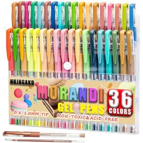 24 Pack Black Grey Gel Pens, 12 Colored Gel Pen with 12 Refills,40% More Ink Write Smooth for Adults Coloring Books Drawing Doodling Scrapbooks Bullet Journaling