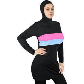 Womens Muslim Swimsuits Full Coverage Burkini Plus Size Swimwear with Long Sleeve