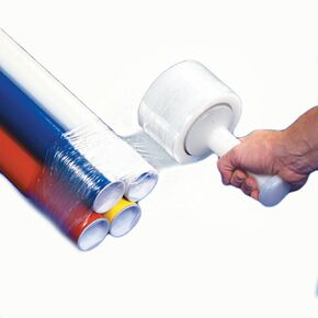 Aviditi 3" x 650' Bundling Stretch Film, Clear, 100 Gauge, Includes 1 Plastic Dispenser, Stretch Wrap for Moving and Shipping, 4 Rolls