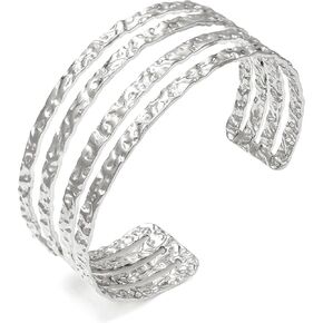 Gold Cuff Bracelet for Women Chunky 18K Gold Plated Bracelet Wide Open Bangle Bracelet