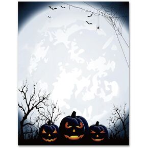 AnyDesign 60 Sheets Halloween Stationery Letterhead Paper Scary Pumpkin Letter Writing Paper Greeting Note Paper for Invitation Office Printing, 8.5 x 11 Inch