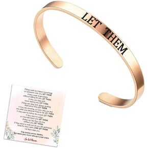 Let Them Cuff Bracelet, Self Worth Motivational Engraving Bracelets Stainless Steel Open Adjustable Handmade Engraved Friendship Cuff Bangle Jewelry Gifts for Sorority Sisters Best Friends