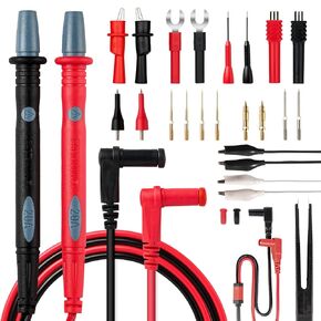 PowerBear 29PCS Multimeter Test Leads Kit with Replaceable Wire Piercing Test Probes, Alligator Clips, Test Hook Clips, Test Tweezer for Digital Clamp Meter Multimeter