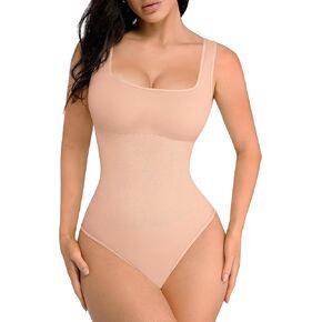 FeelinGirl Bodysuits for Women Seamless Round Neck Tummy Control Compression Shapewear Bodysuit Going Out Tank Tops