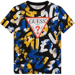 GUESS Boys' Eco Short Sleeve All Over Print Logo T-Shirt