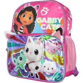 Gabby's Dollhouse Backpack Gabby Cats Friends Pandy MerCat Cakey Raised Character 14" School Backpack Bag For Kids