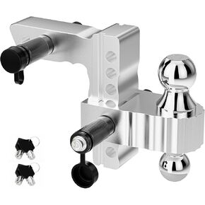 Adjustable Trailer Hitch Ball Mount, Heavy Duty Drop Hitch with 6-Inch Drop/Rise, Fits 2 Inch Receiver, 12,500 LBS GTW, Aluminum Tow Hitches for Truck, RV, SUV in Kuwait