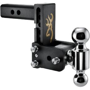 B&W Trailer Hitches Tow & Stow Adjustable Trailer Hitch Ball Mount with Browning Logo - Fits 2" Receiver, Dual Ball (2" x 2-5/16"), 5" Drop, 10,000 GTW - TS10037BB