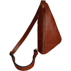 Time Resistance Leather Sling Bag - Full-Grain Leather Bag - Chest Bag for Men and Women