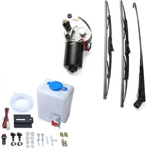 110 ° Wipe 12V Electric Motor UTV Windshield Wiper Kit with Washer Pump Kit Compatible with Polaris Ranger RZR 900 1000 Golf Cart TURBO Can Am X3 Kawasaki etc. w/Installation Instruction