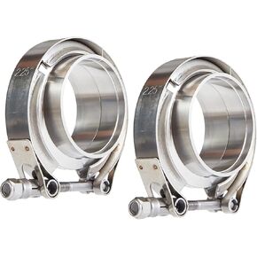 304 Stainless Steel V Band Clamp, 2 Male Female Flange Assembly，Suitable for connection of exhaust pipe，Available in 2in-4in Sizes (1, 2'')