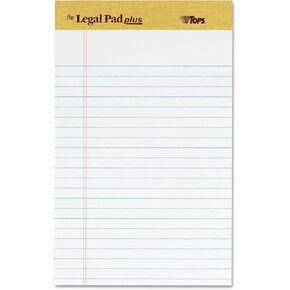 TOPS The Legal Pad Plus Writing Pads, 5" x 8", Jr. Legal Rule, 50 Sheets, 12 Pack (71500)