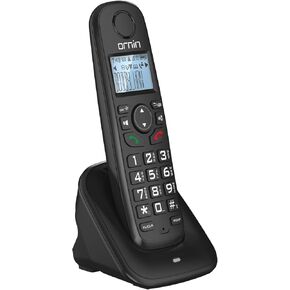D1001 Cordless Phone for Home, ECO Technology, 1.6‘’ Amber LCD Display, Caller ID, Big Buttons, Speakerphone(Single Pack, Black)