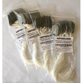 145P Tags (PROMO) w/11" Lacing cord pigtail (Qty 100) Telecom Grey FIBER 145PTAG