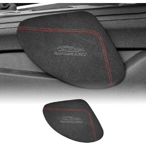 alcantarn Style Auto Center Console Knee Cushion Soft Pad Automotive Soft Knee Side Cushion Pad for Car Co-Driver Universal Version for Comfort and Pain Relief While Driving (Black Red Line)