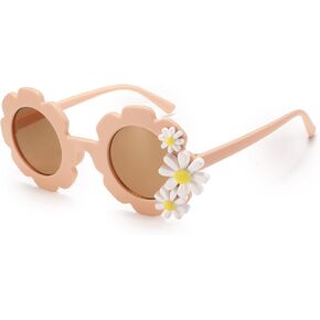 Kids Flower Sunglasses for Girls daisy Round Flower Glasses for Toddler Sun Glasses for Baby Age 2-4 Little Girls Age 10-12