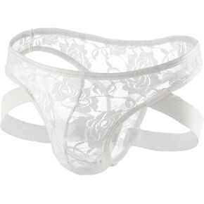 Evankin Men's Sexy Underwear Lace See Through Jockstrap Underpants Low Rise Leggings Strap Belt T-Shaped Underwear