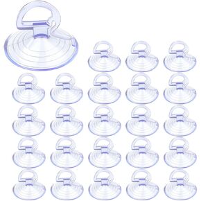 24PCS Car Glass Windshield Sunshade Suction Cups, PVC Sucker Car Window Shade Suction Cups, Pull Ring Sun Visor Suction Cup Hooks, Mini Adsorption Holder for Car Kitchen Bathroom Office (Transparent)
