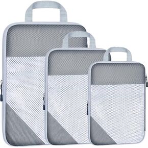 3 Set Compression Packing Cubes for Travel, Lightweight Packing Travel Organizer Zipper Cubes Set,Durable Travel Essentials Accessories Expandable Storage Travel Luggage Bags Organizers Set