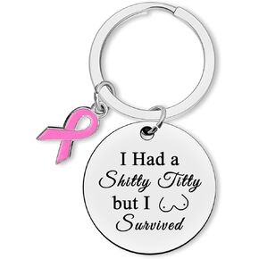 Breast Cancer Survivor Gift Keychain Breast Cancer Awareness Gifts for Women Inspirational Chemo Gifts for Cancer Patients Friends Family Cancer Survivor Gift Jewelry Encouragement Gifts for Women