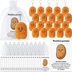 20Set Inspirational Potato Bulk Employee Appreciation Gift Positive Potato Keychain with Organza Bag Funny Positive Card Motivational Easter Gift for Adult Coworker Staff Student Teacher Office
