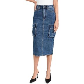 Women's Denim Cargo Midi Skirt in Kuwait