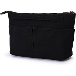 Tote Organizer Insert Purse Organizer for Handbags Cotton Canvas Simple Style Multiple Compartments (Beige)