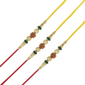 Rudraksha Rakhi Bracelet for Brother - Pearl Raksha Bandhan Rakhi for Bhaiya
