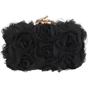 Floral Clutch Purses for Women Wedding Meash Flower Evening Bag Formal Rose Purse