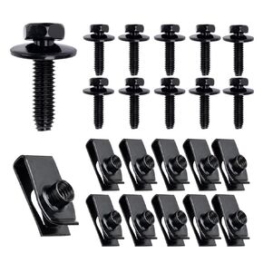 40 Pcs M6-1.0 Bolts & U Nuts Extruded U Nuts Body Bolts Screw Kits for GM Ford Chevy Buick Chrysler Cadillac Body Fender Bumper Radiator Hood Shield Panel 11503834, 11503714, 11503716