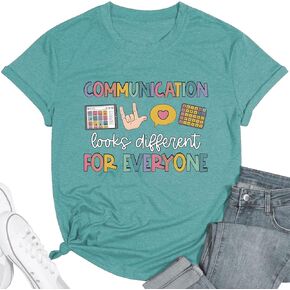 Teacher Shirts for Women Autism Speech Therapy T-Shirt Special Education Mental Health Teacher T-Shirt SLP Graphic Tee Top